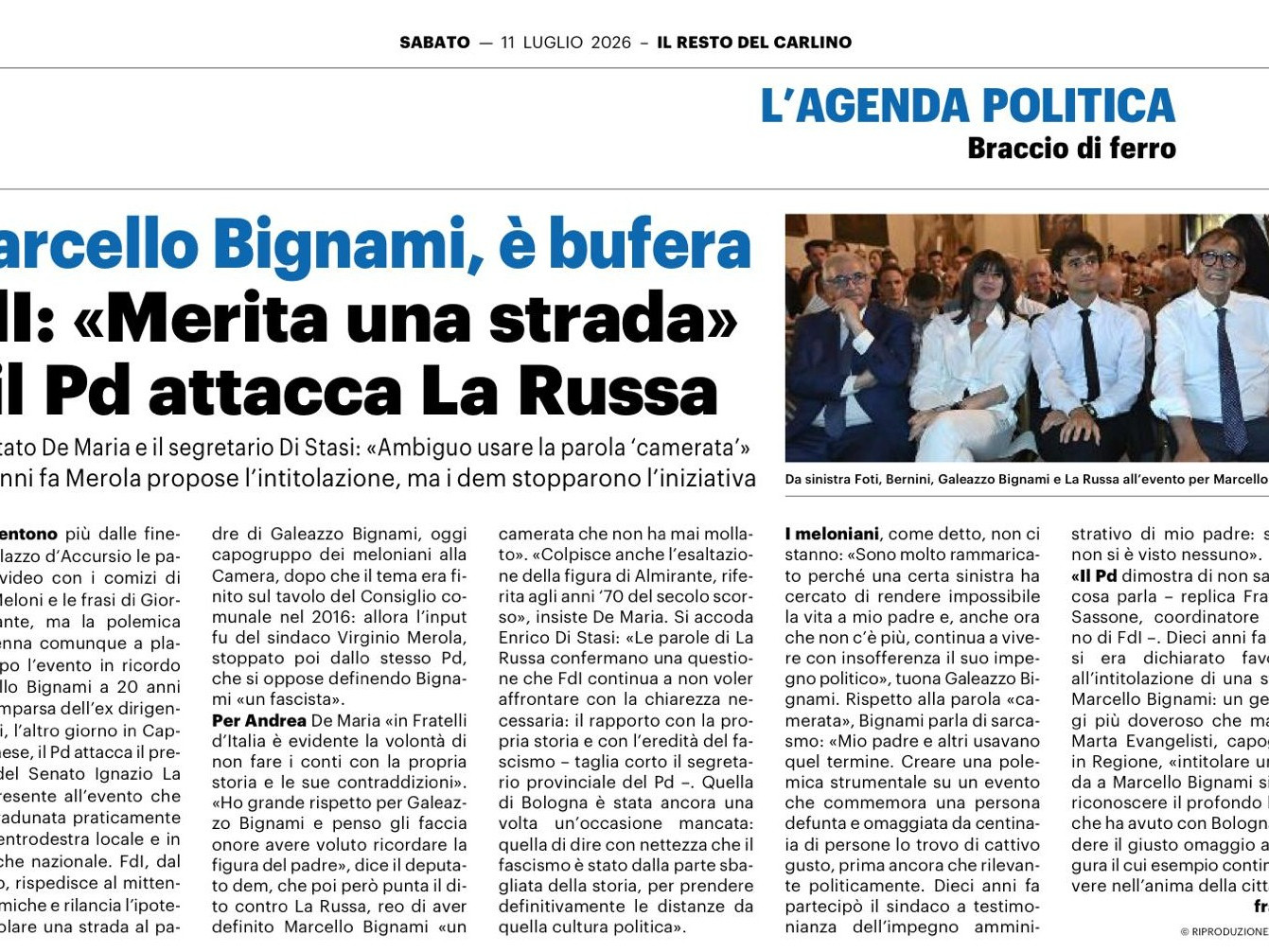 IL RESTO DEL CARLINO - 11 luglio 2026