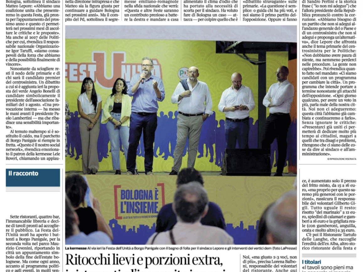 CORRIERE DI BOLOGNA - 28 agosto 2026