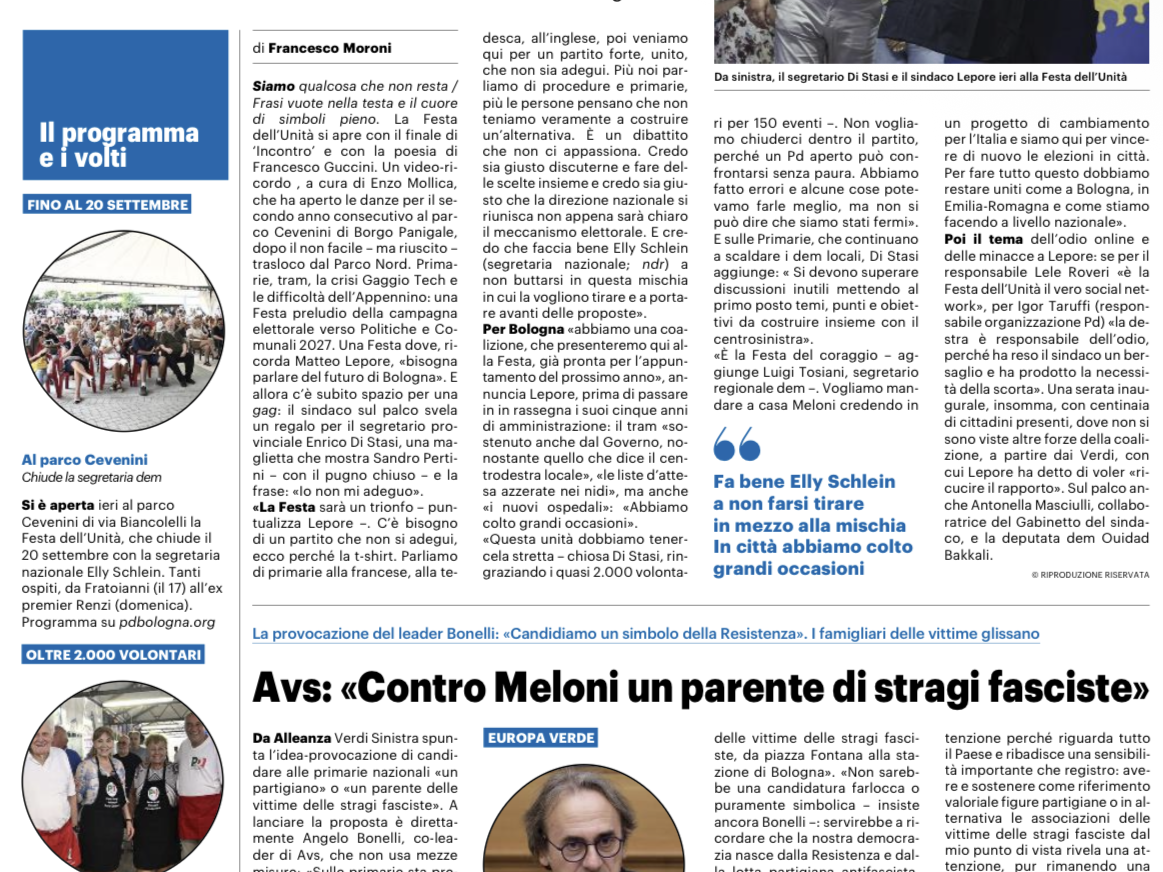 IL RESTO DEL CARLINO - 28 agosto 2026